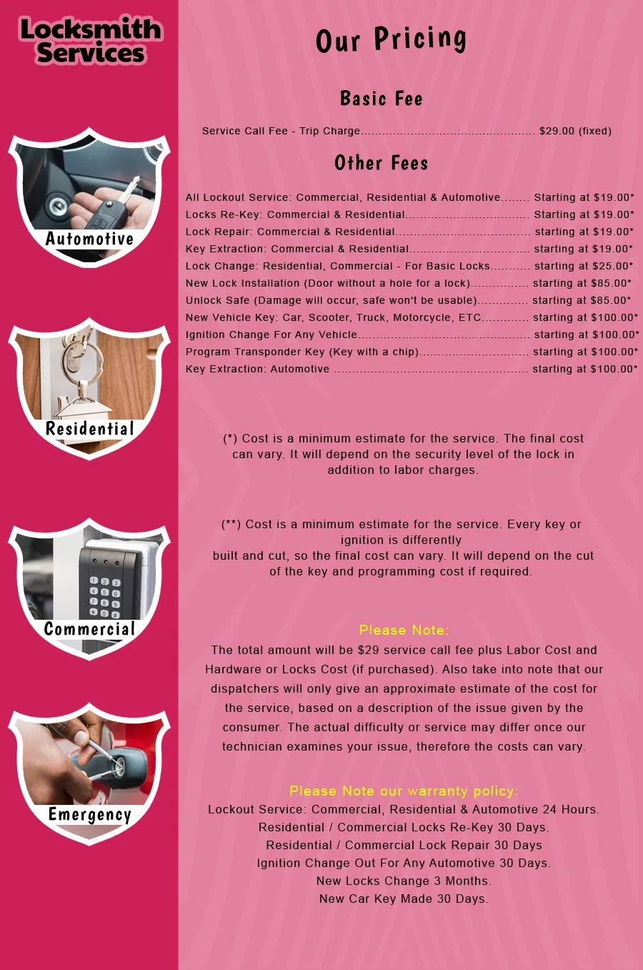 Stirling NJ Locksmith Store Stirling, NJ 908-290-3779 - price-list-c-18